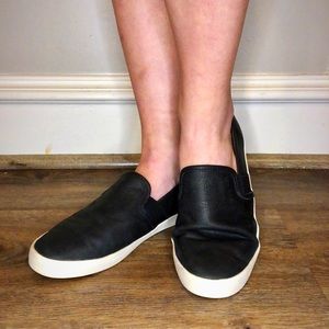 Leather FRYE DYLAN SLIP ON Sneakers, Black, size 9